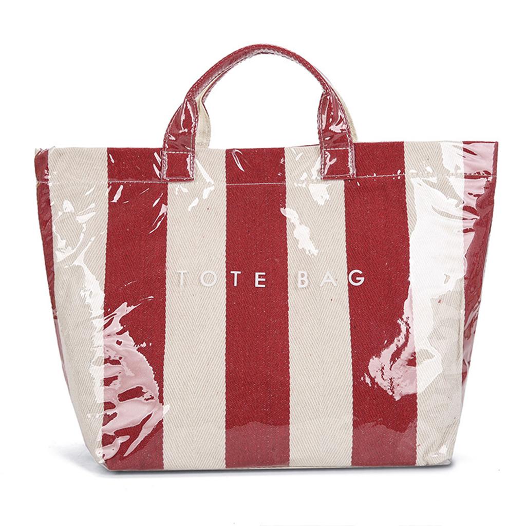 Ladies' Fashion Striped Large Capacity Handbag