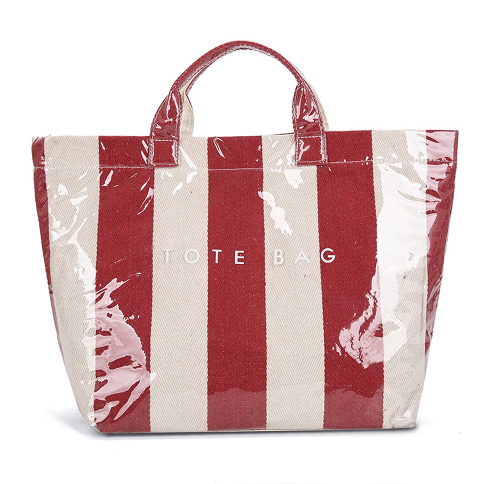 

Ladies Fashion Striped Large Capacity Handbag One Size красный