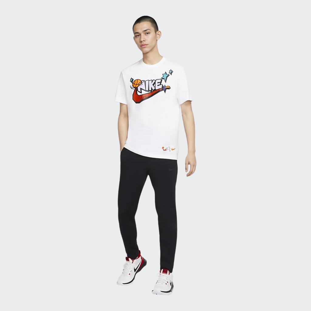 Nike Basketball Logo Print Crew Neck Tee Men Tops White DD9373-100