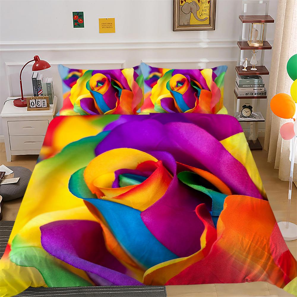 Juego de cama con estampado de flores, colchas de poliéster de doble tamaño, ropa de cama para el hogar de alto rango a la moda