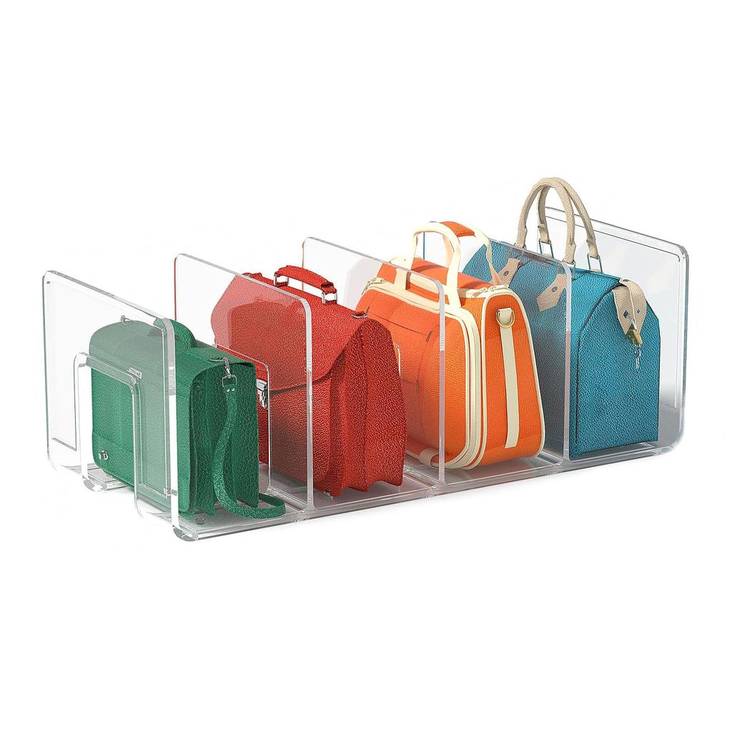 4Grids Handbag Storage Shelf Closet Divider Shelf Women Luxury Acrylic Bag Cabinet Purse Storage Racks Home Wardrobe Organizer