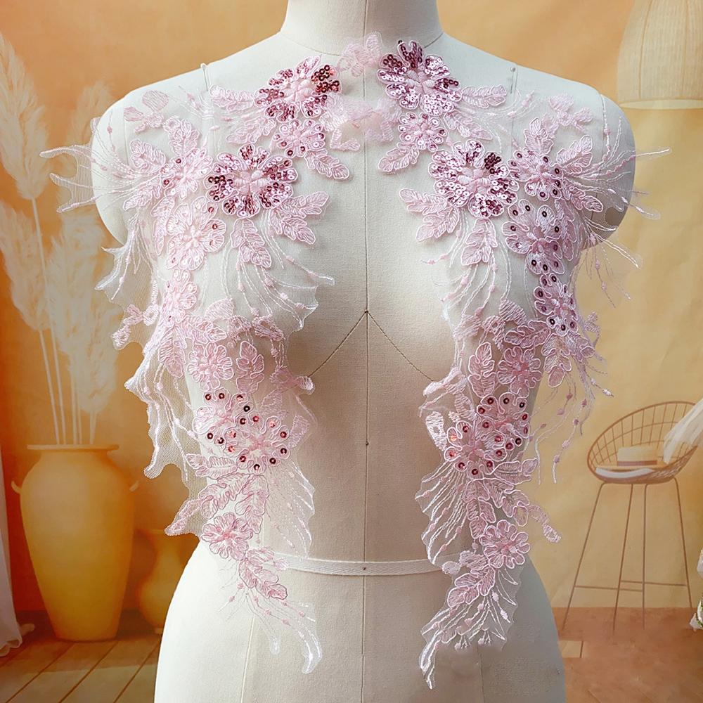 

1 пара разноцветных пайеток, нашивка с вышивкой в виде цветка, кружевная аппликация, свадебная фата, швейные аксессуары для одежды розовый