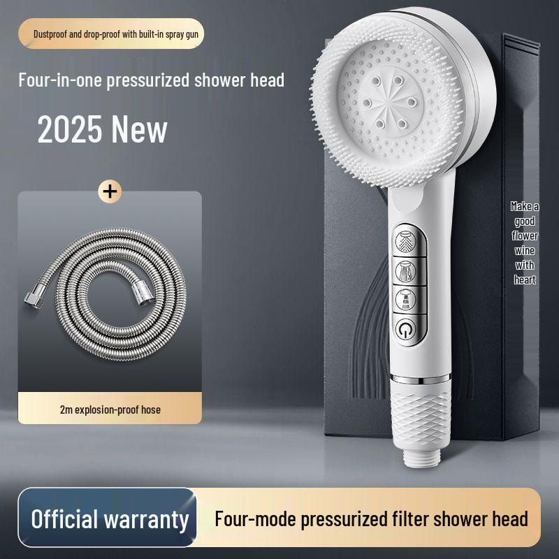 Cross-border Shower Head Set with Powerful Booster and Piano Button Filter