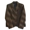 Casual Coffee Woolen Plaid Suit Coat with Retro Design for Women