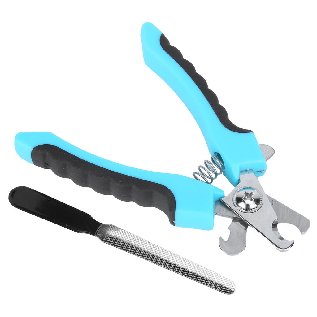 Pet Nail Clipper Set Dog Stainless Steel Nail Trimmer Safety Guard To Avoid OverCutting(Lake Blue Large )