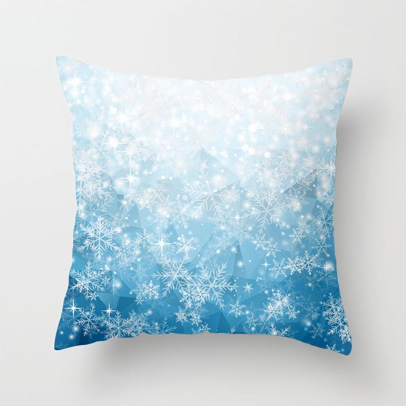 Heimdeko Weihnachten Schneemuster Kissenbezug Polyester Dekorative Kissenhülle Neujahr Sofa Kissenbezug