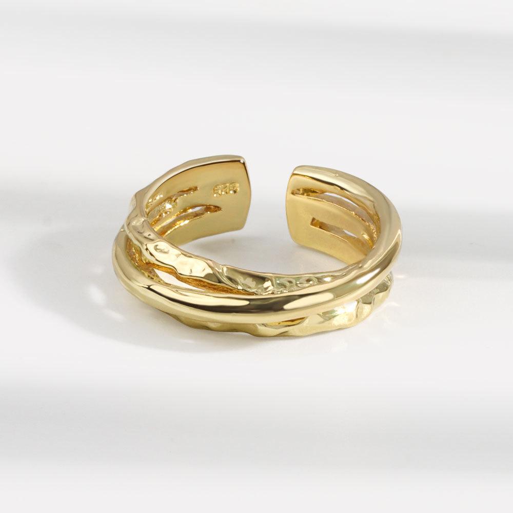 Fashion Personalized Index Finger Ring Niche Design Geometric Twist Open Ring Temperament Retro Couple Ring for Girlfriend Simple Geometric Ring