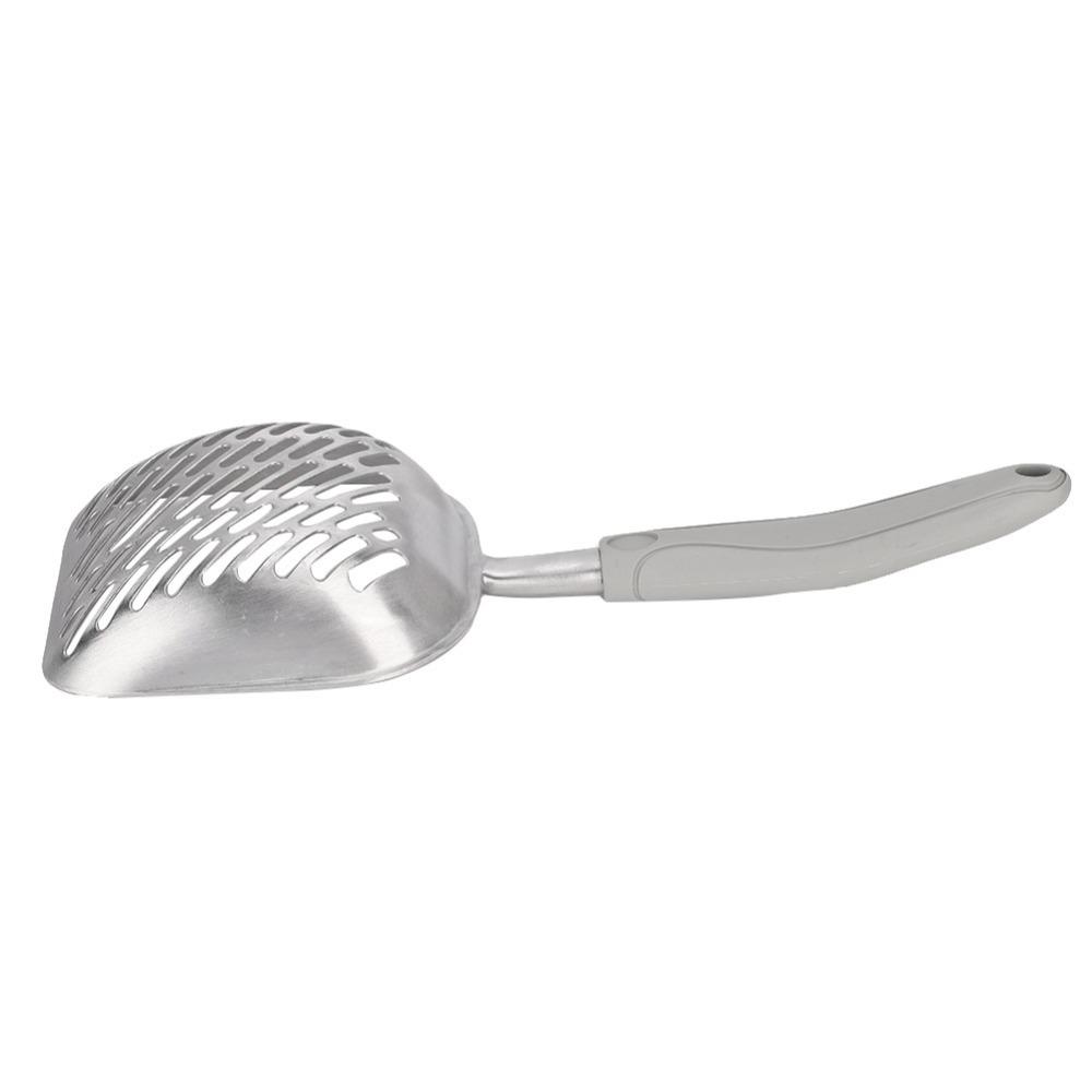 Large Size Poop Scooper For Cats Grey Tone Metal Cat Litter Shovel Cat Toilet Cleaning Tool