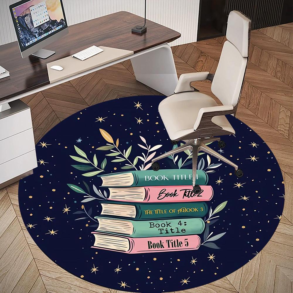 1pc books starry night Round Chair mat Area Rug - Non-Slip, Floor Mat for Office, Bedroom, and Indoor Decor c1118154