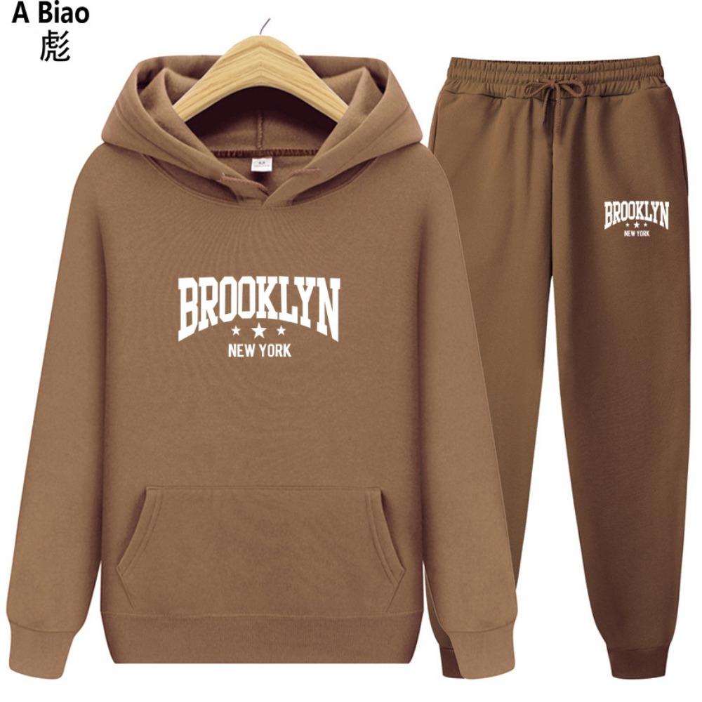 Nová dvoudílná sada mikiny a kalhot, Pánský a dámský ležérní plus sametový oblek s kapucí, Velkoobchodní potisk pro zahraniční obchod