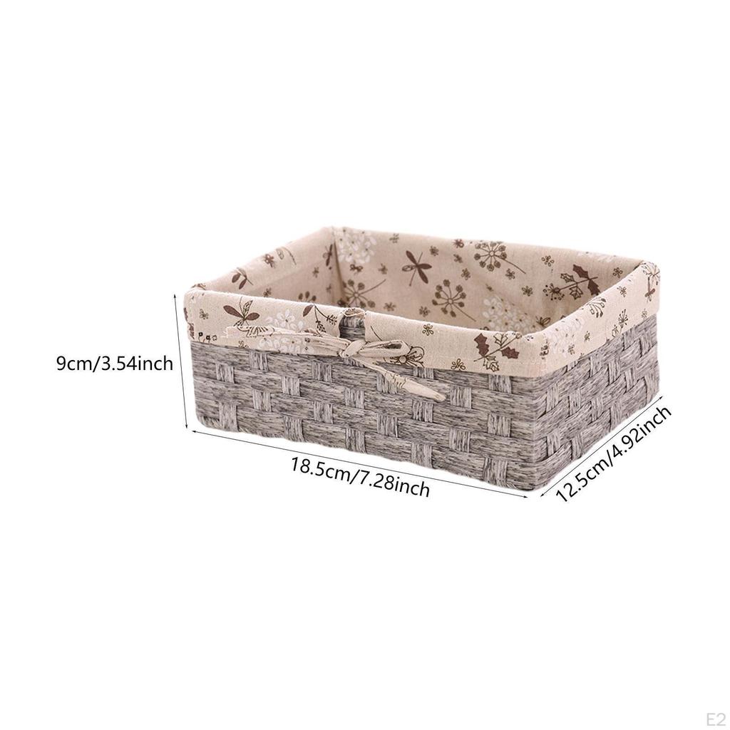 Desk Organizer Storage Basket for Home Office with Imitation Wicker Design