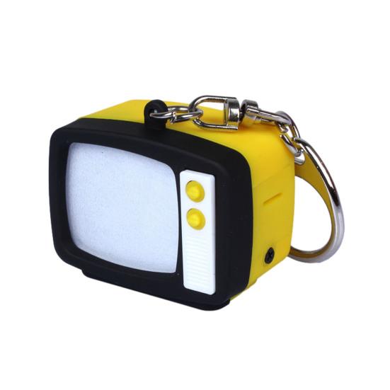 Retro TV LED-nyckelring Mini-TV-hänge med ljud, lysande nyckelring, ryggsäcksberlock för mörkersikt, roliga tillbehör