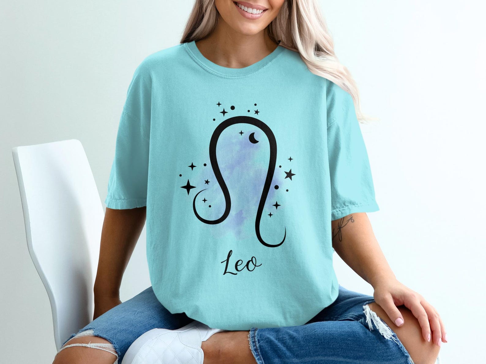 Leo Zodiac T-Shirt: Celestial Watercolor Astrology Tee, Horoscope Lover Gift 3XL