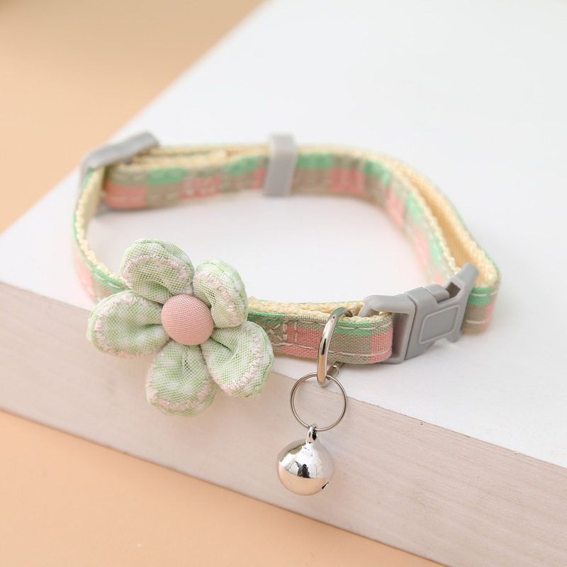 

Pet Supplies Cute Flowers Cat Collar with Bell Pet Tie Cat Collar Cat Collar 1.0*30cm Green