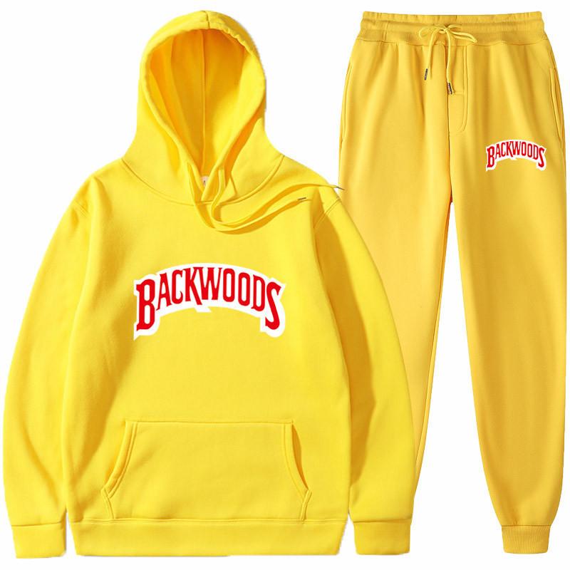 Tide brand sweater set BACKWOODS printed men's and women's fleece hoodie two-piece set