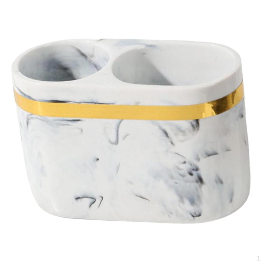 Toothbrush Holder Bathroom Storage 2 Compartment Vanity Organizer Versatile Resin for