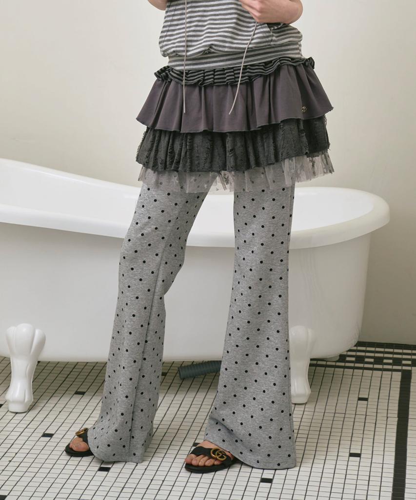 THE GREEN LAB Pocket Bootcut Dot Pants [Melange Gray]