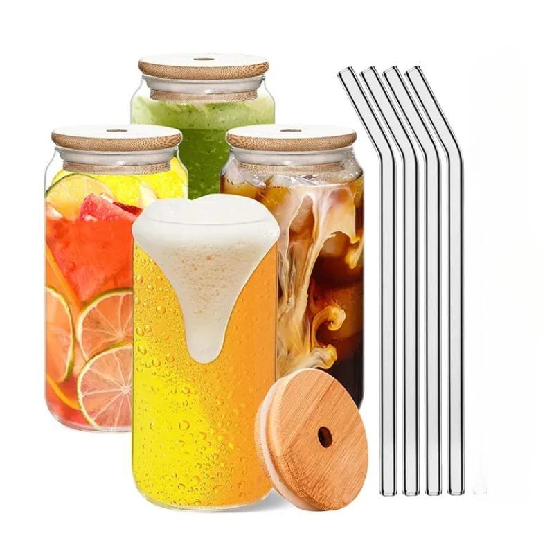 Coca Cola Cup Bamboo Cap Glass Cold Drink Juice Beer Ice American Cup High Borosilicate Coffee Milk Tea Cup