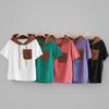New Arrivals Open Run Women Oversized Color Block Short Sleeve Hoodie Pocket Asy