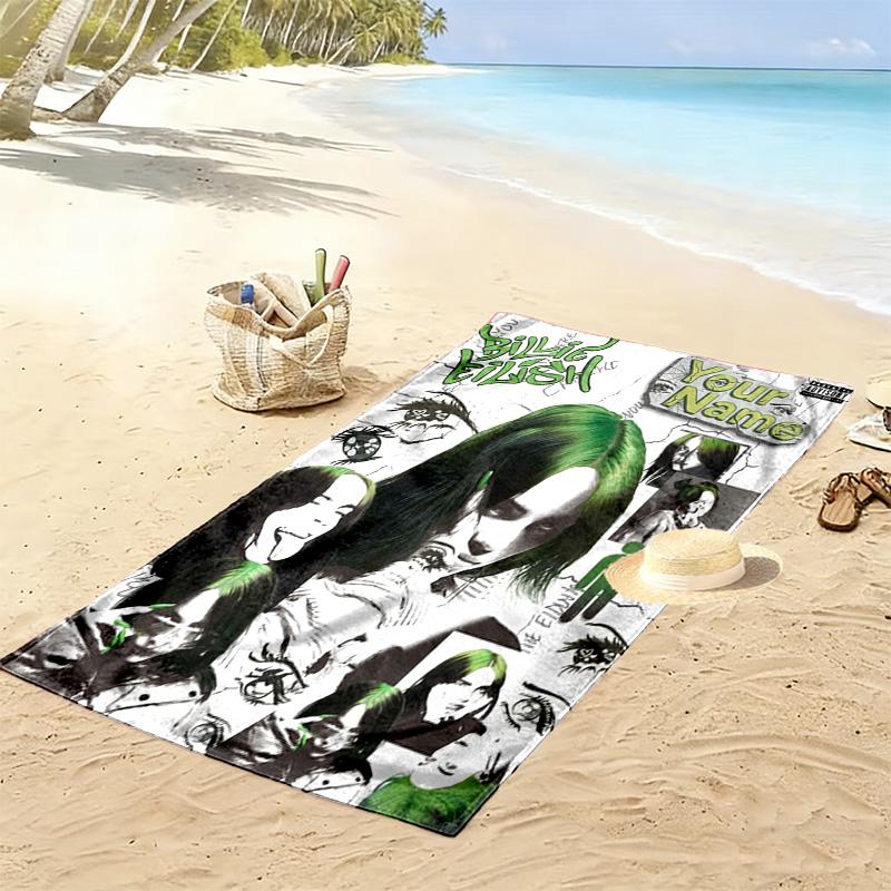 Name Custom Billie Poster Print Beach Towel, Large Soft Quick Dry Towel for Beach Camping Swimming