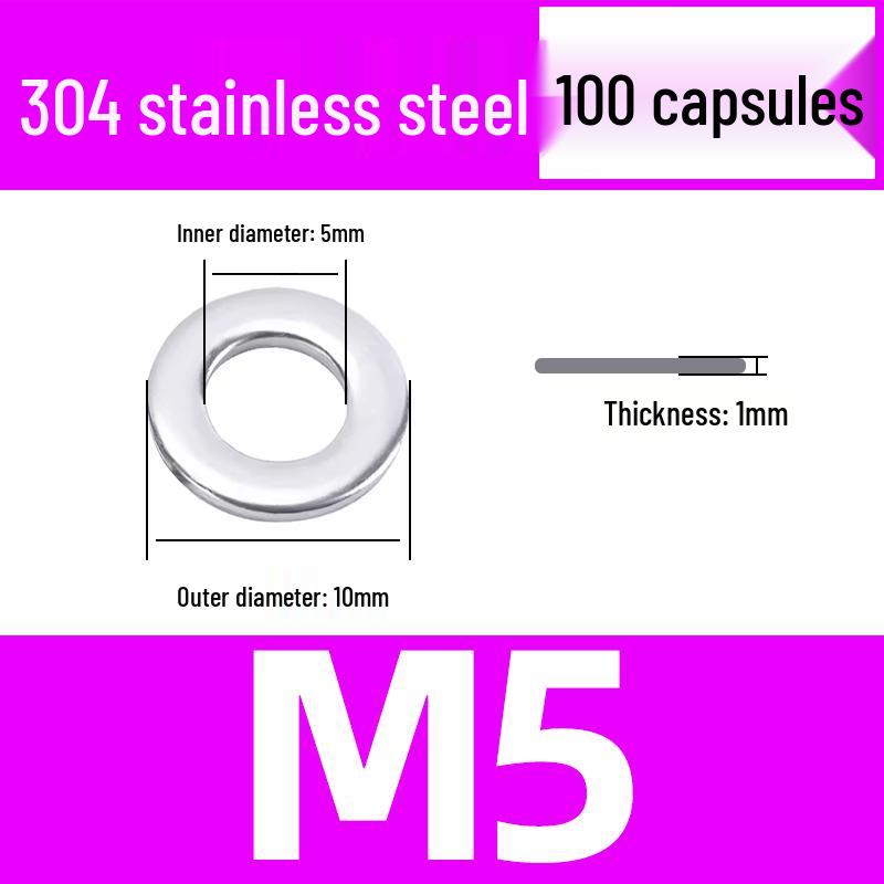 304 Stainless Steel Flat Washer for M1.6-M45 Screws