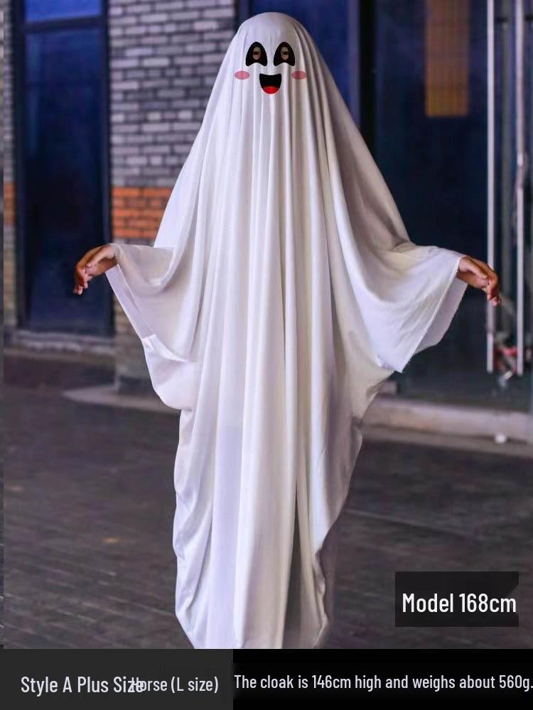 Halloween Parent-Child Ghost Costume Set with Face Mask and Cloak