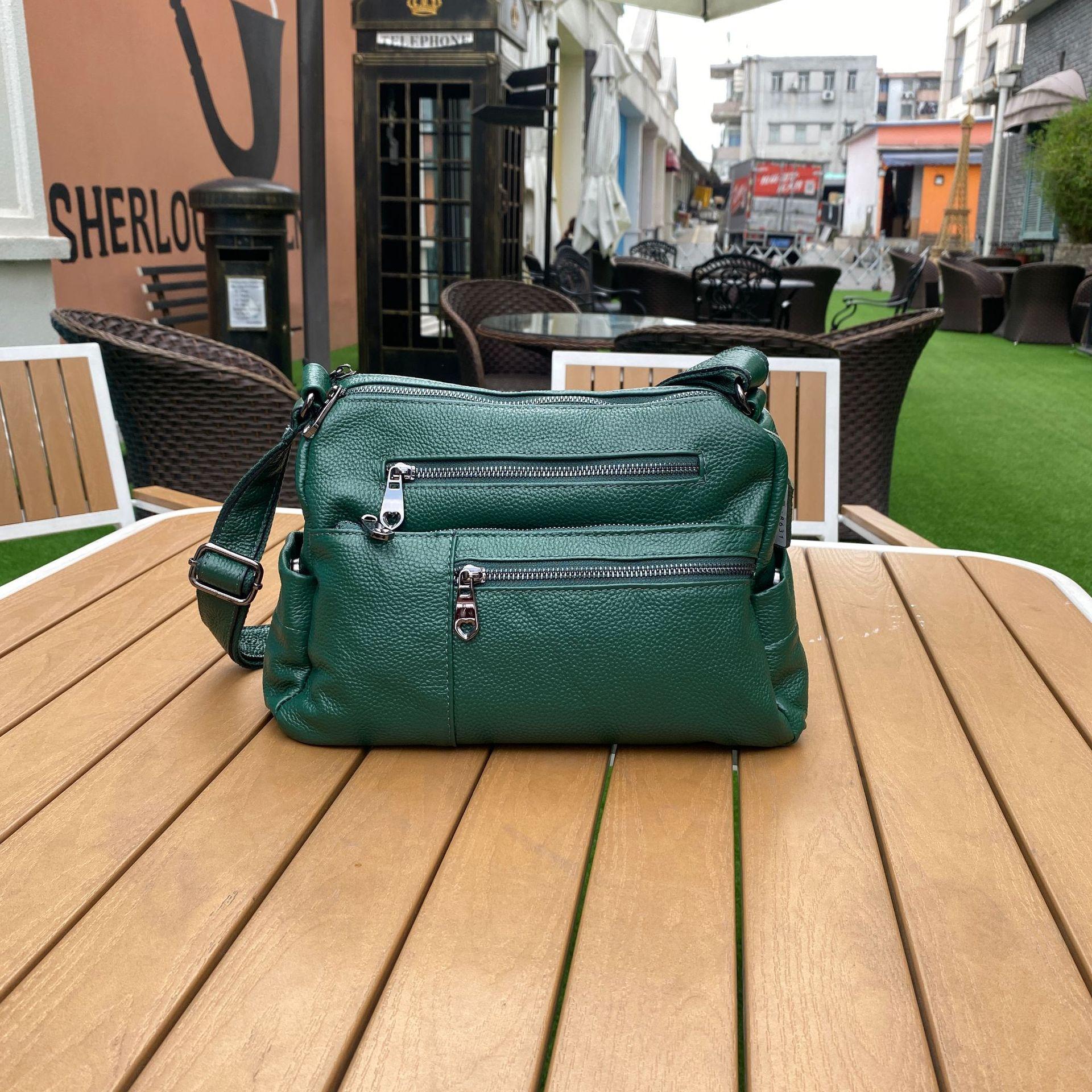 

Женская сумка на плечо из коровьей кожи, Большая сумка-мессенджер с большой вместимостью, Женская модная и простая сумка для покупок, Многосекционная. зелёный