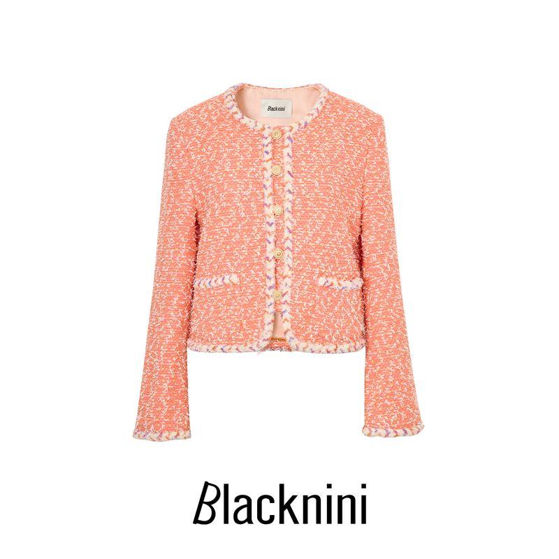 

Blacknini/ Orange Juice British Import Bainian Lt High Luxury Elegance Xiangyuan Factory Fabric Tweed Outwear Orange powder Outwear XL