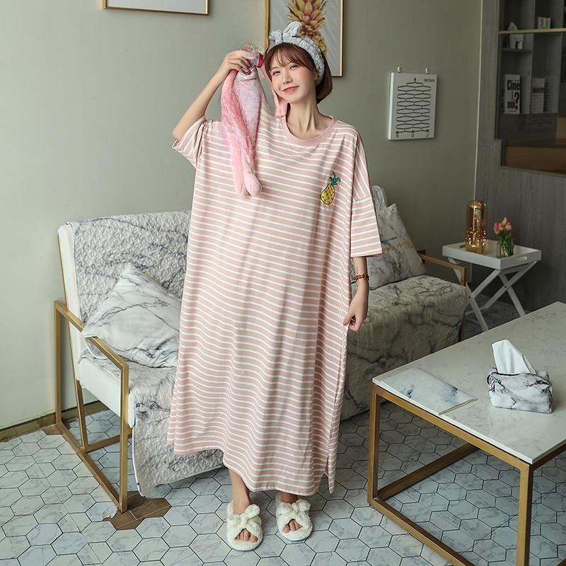 Plus Size Summer Nightgown, Loose Long Nightdress, Women's Summer Home Wear