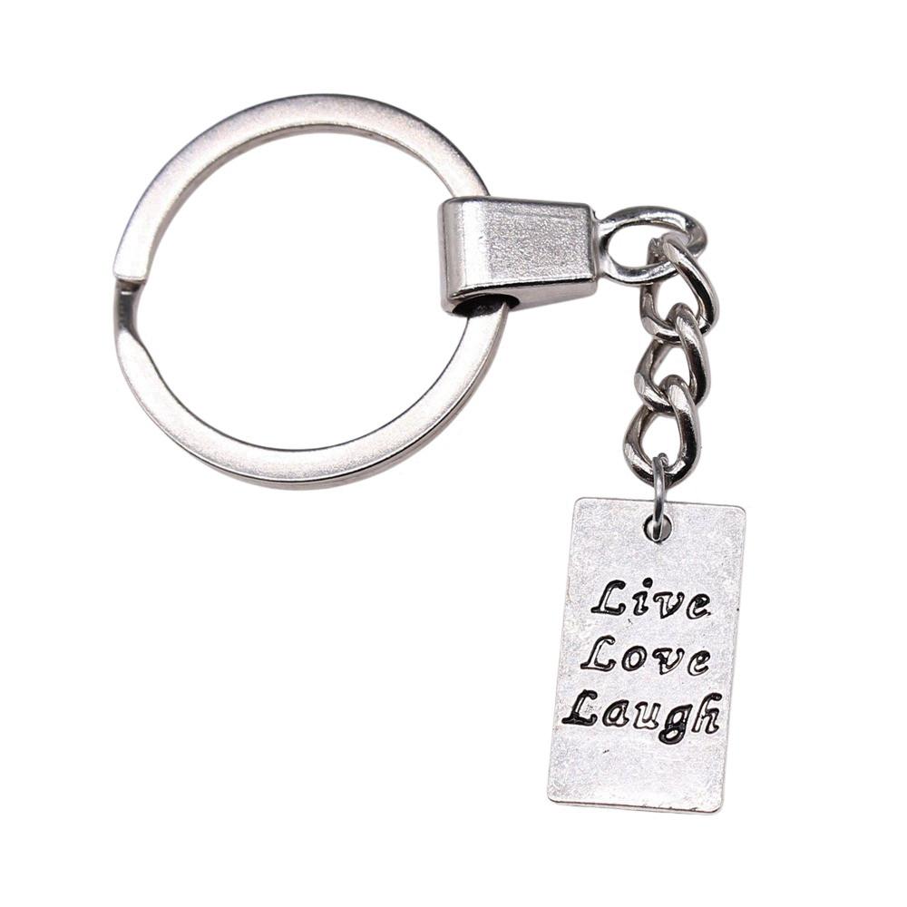 OM Symbol Letter Keychain Tags Yoga Themed Charm Key Holder 30mm Ring