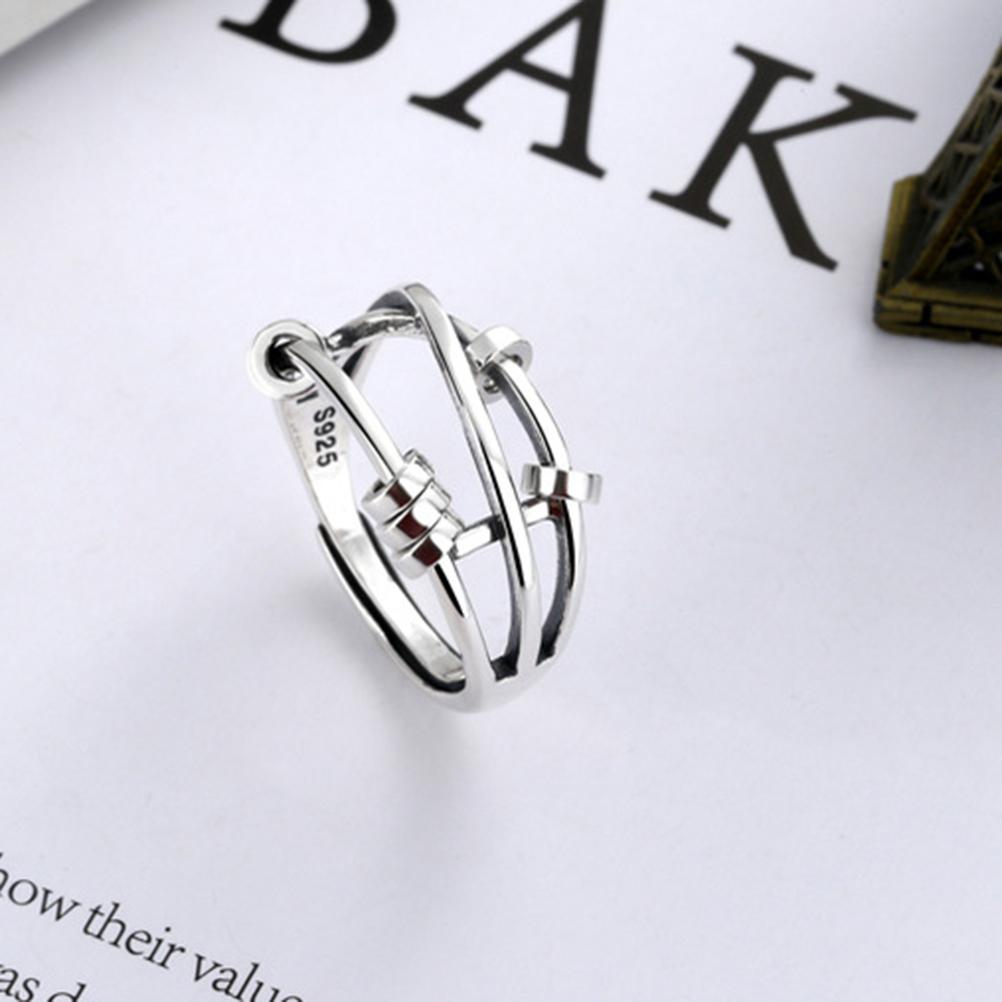 Fidget Anxiety Ring 925 Sterling Silver Bead Ring Stress Relieving Fidget Peace Rings for Anxiety Transfer Bead Open