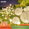Solar-Powered Outdoor Dandelion Lamp - Aluminum Wire, Copper Round Ball Design, Lawn Decoration with Ground Plug