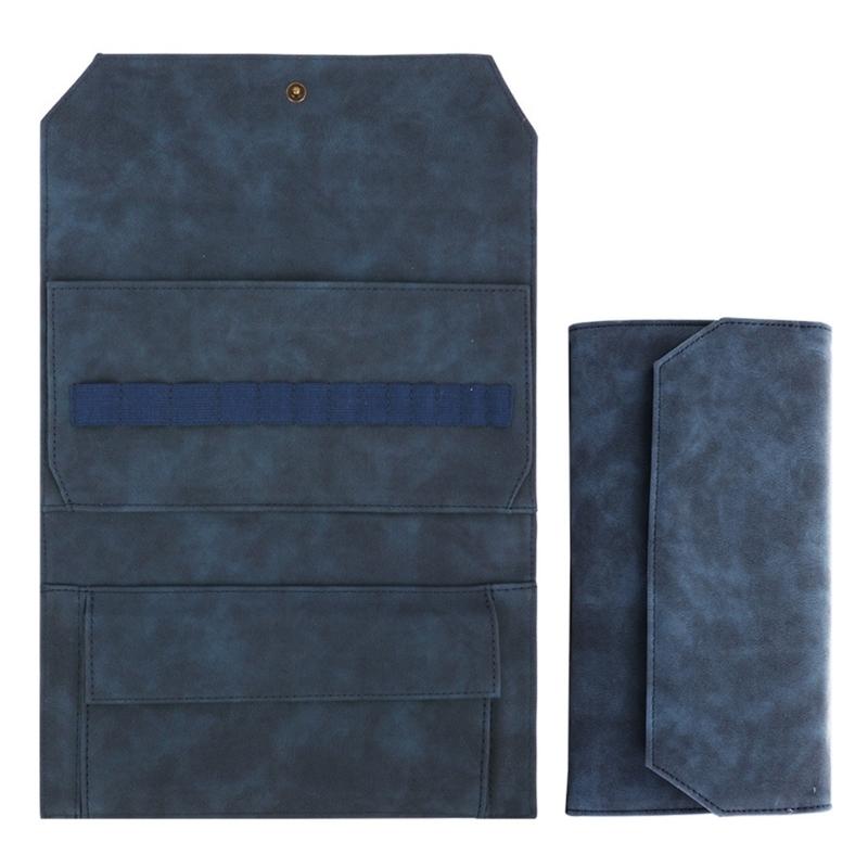 

Пустой чехол для круговых спиц с несколькими эластичными прорезями, пустая сумка для хранения крючков для вязания, органайзер для вязальных инструментов темно-синий