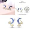 Sparkling Blue Zircon Hoop Earrings Pave U Shape Star Devil Eyes Circle S925 Drop Earring Fit Original Party Jewelry