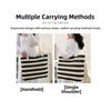 Striped Beach Tote Bag Straw Foldable Shoulder Bag Zipper Large Capacity Travel Handbag For Travel Work Beach Gym Store
