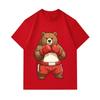 Men's 100% Cotton Crew Neck Short Sleeve T-Shirt, Cool Boxer Brown Bear Graphic Printed Casual Tee, Comfortable Loose Fit Daily Wear Top for Men