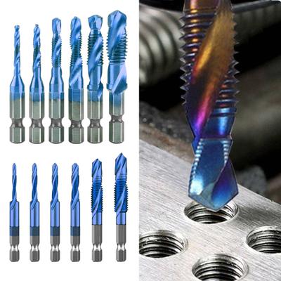 6Pcs Combination Drill Tap Bit Set High Durability Rustproof Spiral Design Wide Application Tapping Bit Tools for Drilling Threading