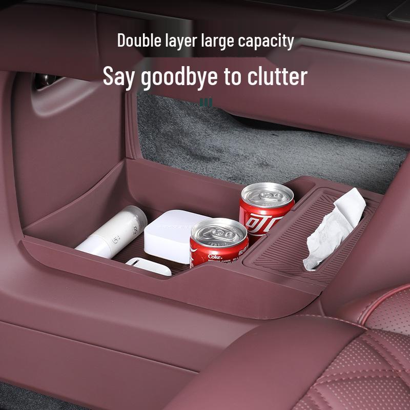 Compatible with 26 Nio ES8 Models: Double-Layer Storage Box Organizer for Center Console Interior Decoration