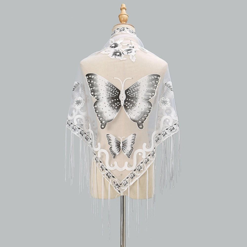 Floral Triangle Shawl Hollow Tassel Wrap New Lace Scarf Everyday Outfits