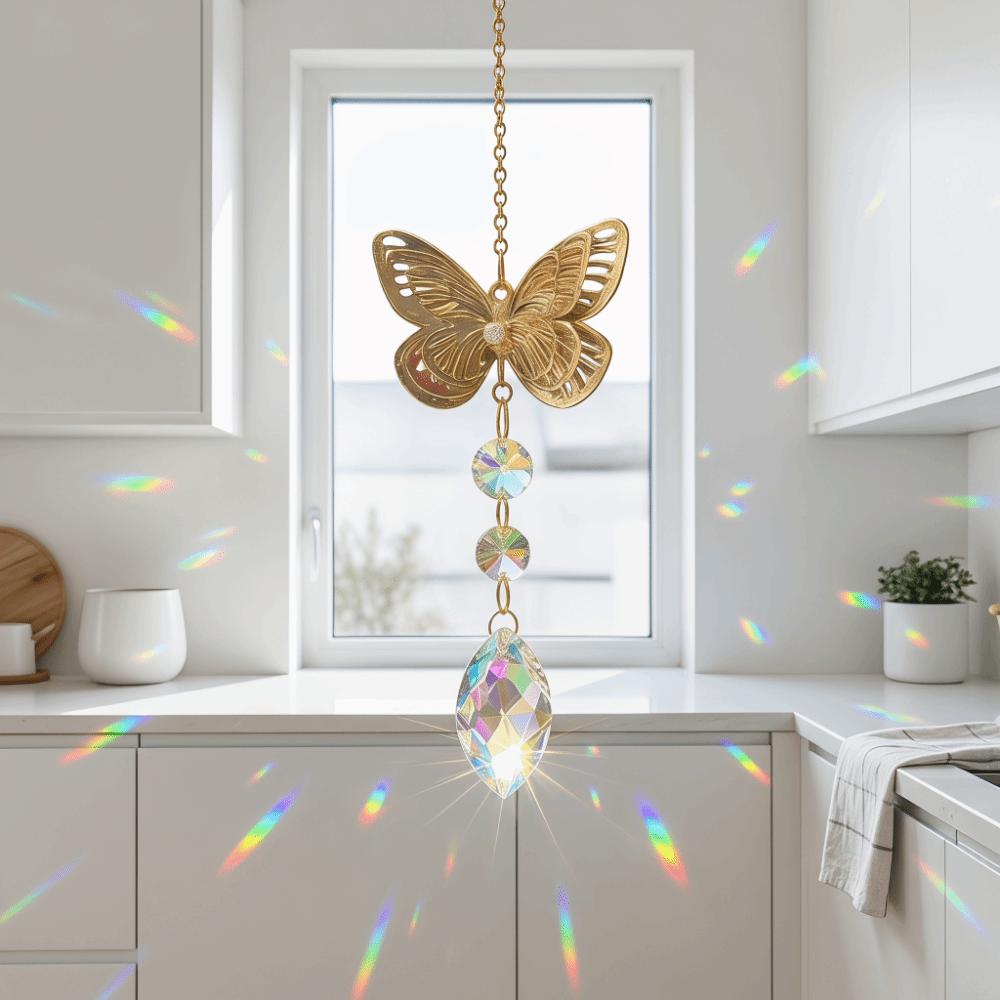 Rotating Butterfly Wind Chimes Colorful Light Collection Pendant Crafts Bee Wind Chimes  Backyard