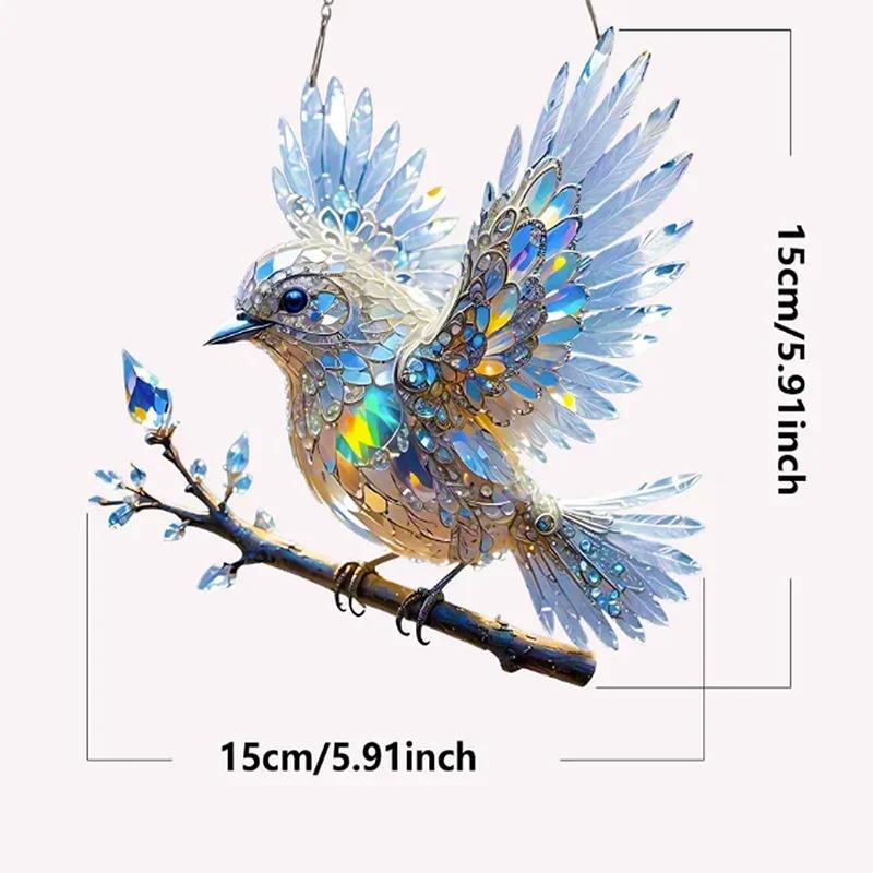1PCS Colorful Acrylic Bird Hangings Pendant Home Decoration Pendant Beautiful Living Room Courtyard Ornaments Decoration Gifts