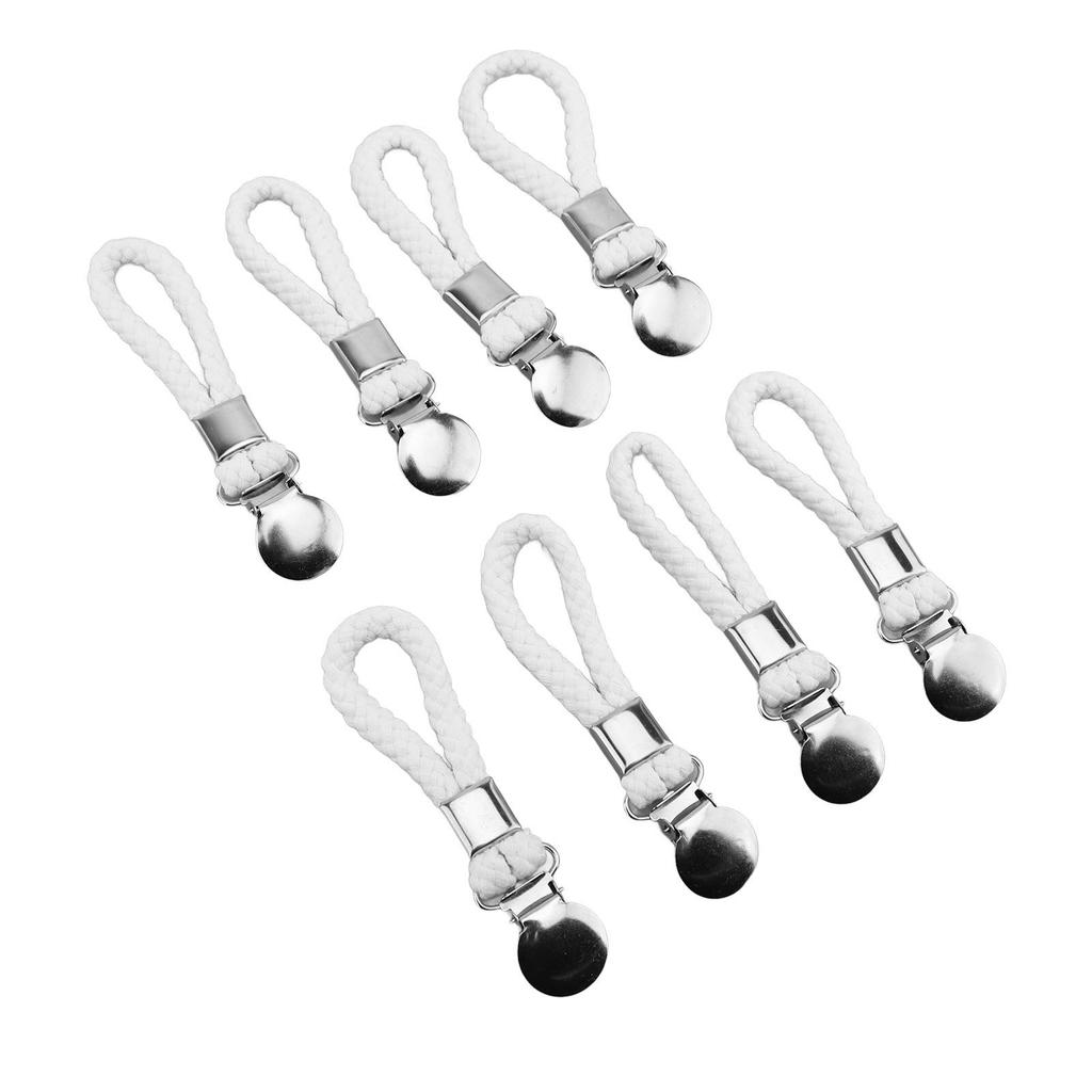 8 Pezzi Clip Appendi Strofinacci con Passante in Cotone per Casa Cucina Bagno Armadietti Appendi Strofinacci Supporti Antiruggine Bianchi