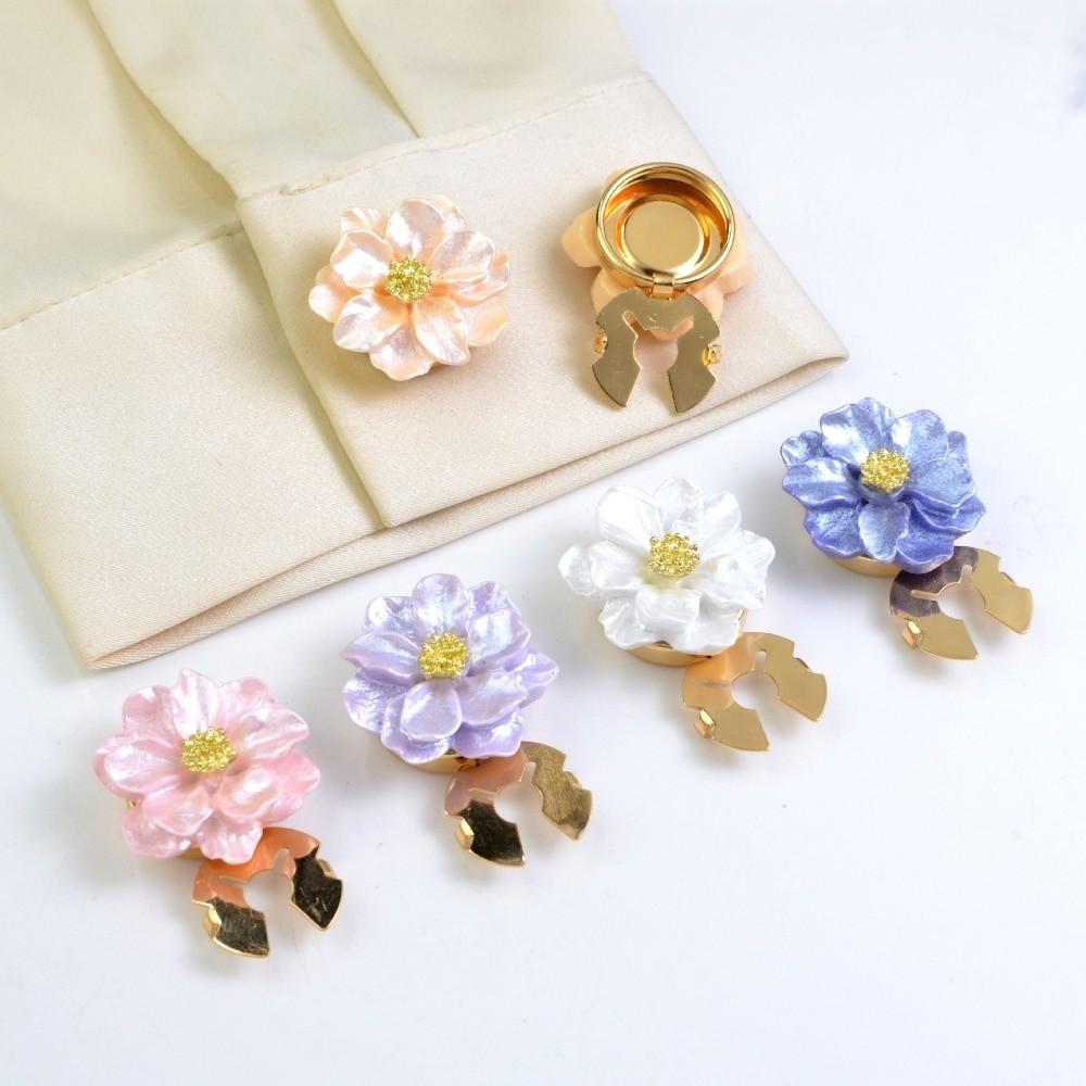 Flower Shape Button Covers Clothing Decoration Flower Button Covers Pearl Sleeve Button Clip Cloth