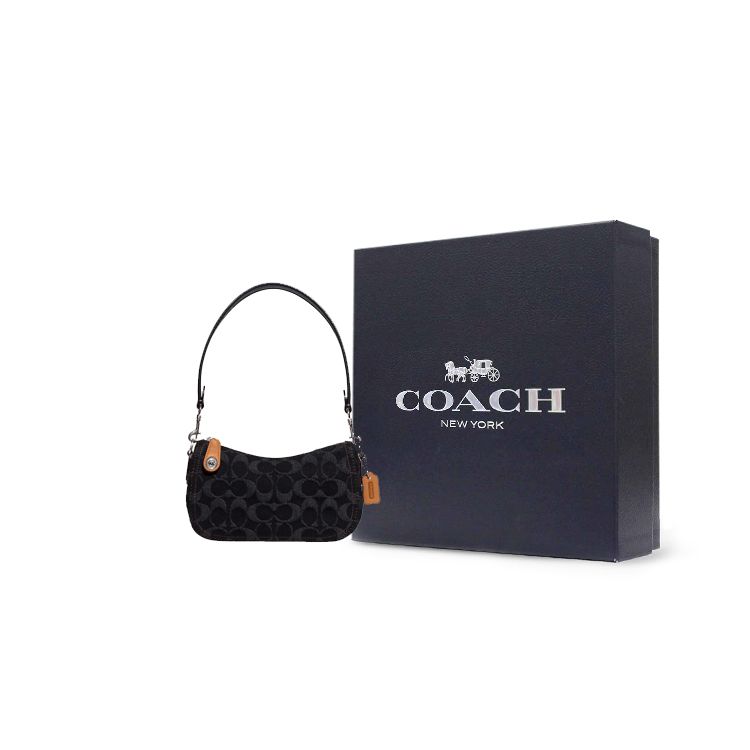 Coach Swinger 20 Klassische Monogramm-Handtasche mit Reißverschluss und Kartenfächern Damenhandtaschen Schwarz CF113-LHDRJ