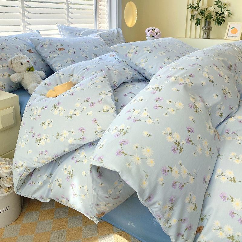 

Home Textiles 60 Long-Staple Cotton Pure Cotton 4Pcs Set Cotton Bed Sheet Quilt Cover 3Pcs Set Bed Hat Class A Maternal And Infant Grade single quilt cover: 1.5*2m