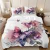 Watercolor Butterfly 3D Printed Quilt Cover set Rustic Natural Style Luxury Duvet Cover Soft Comfortable Bedding Set Pillowcases