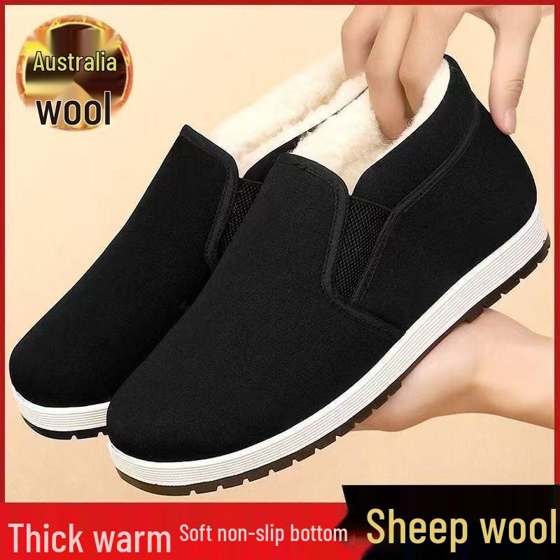 Handmade High-Top Men's Snow Boots with Thick Cotton and Wool Lining for Winter