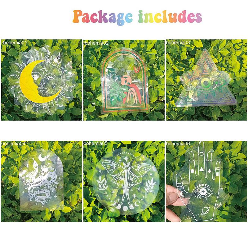 6Pcs/set Suncatcher Window Stickers Rainbow Maker PVC Glass Sticker Sun Catcher Wall Decal Art Home Bedroom Kids Room Decoration