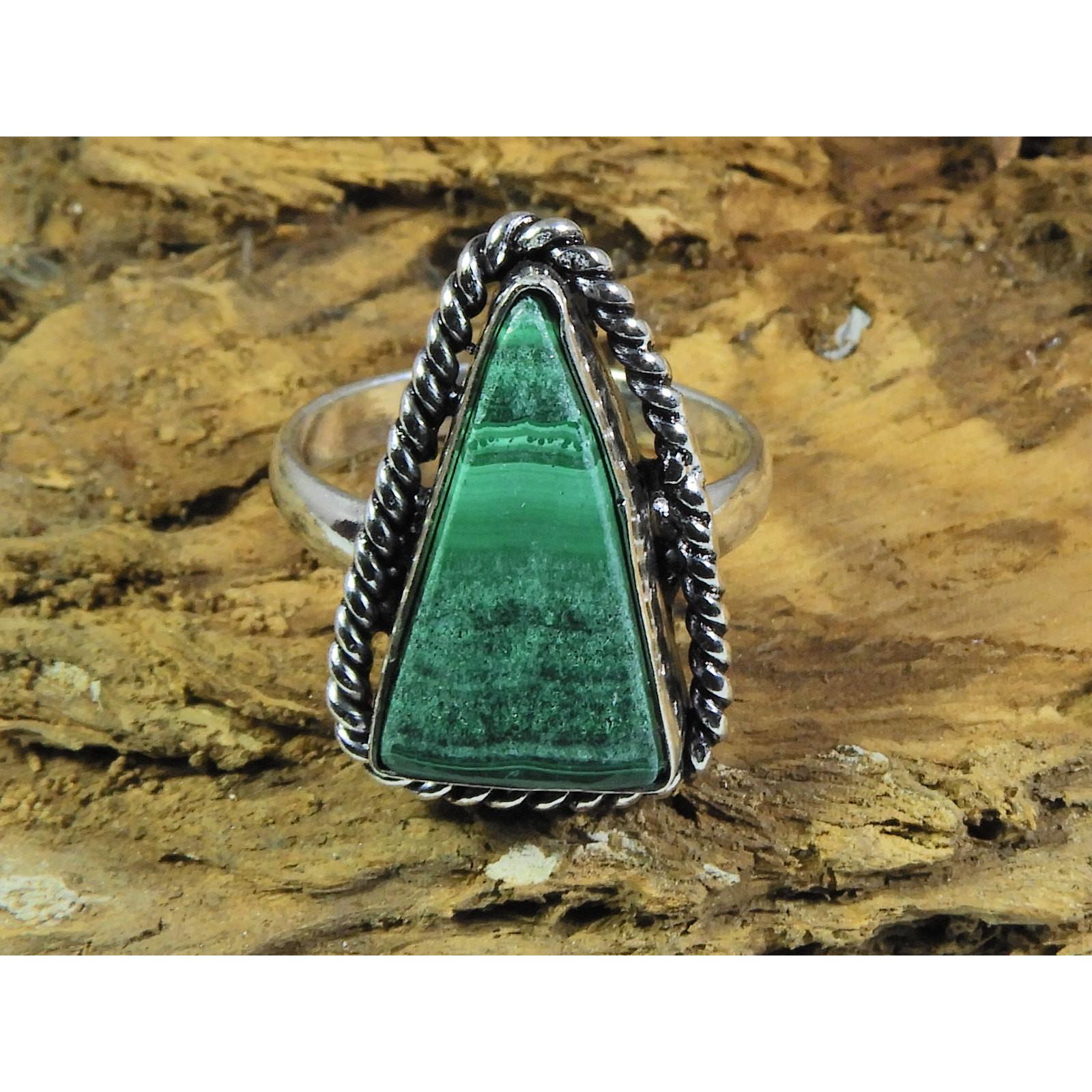 

Natural Green Malachite 925 Solid Sterling Silver Ring Size US-7.5 PG-161