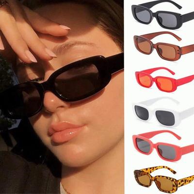 Kadınlar Küçük Dikdörtgen Güneş Gözlüğü Unisex Vintage parlama önleyici UV400 Tonları Gözlük Açık Sürme Araba Sürüş Göz Koruması